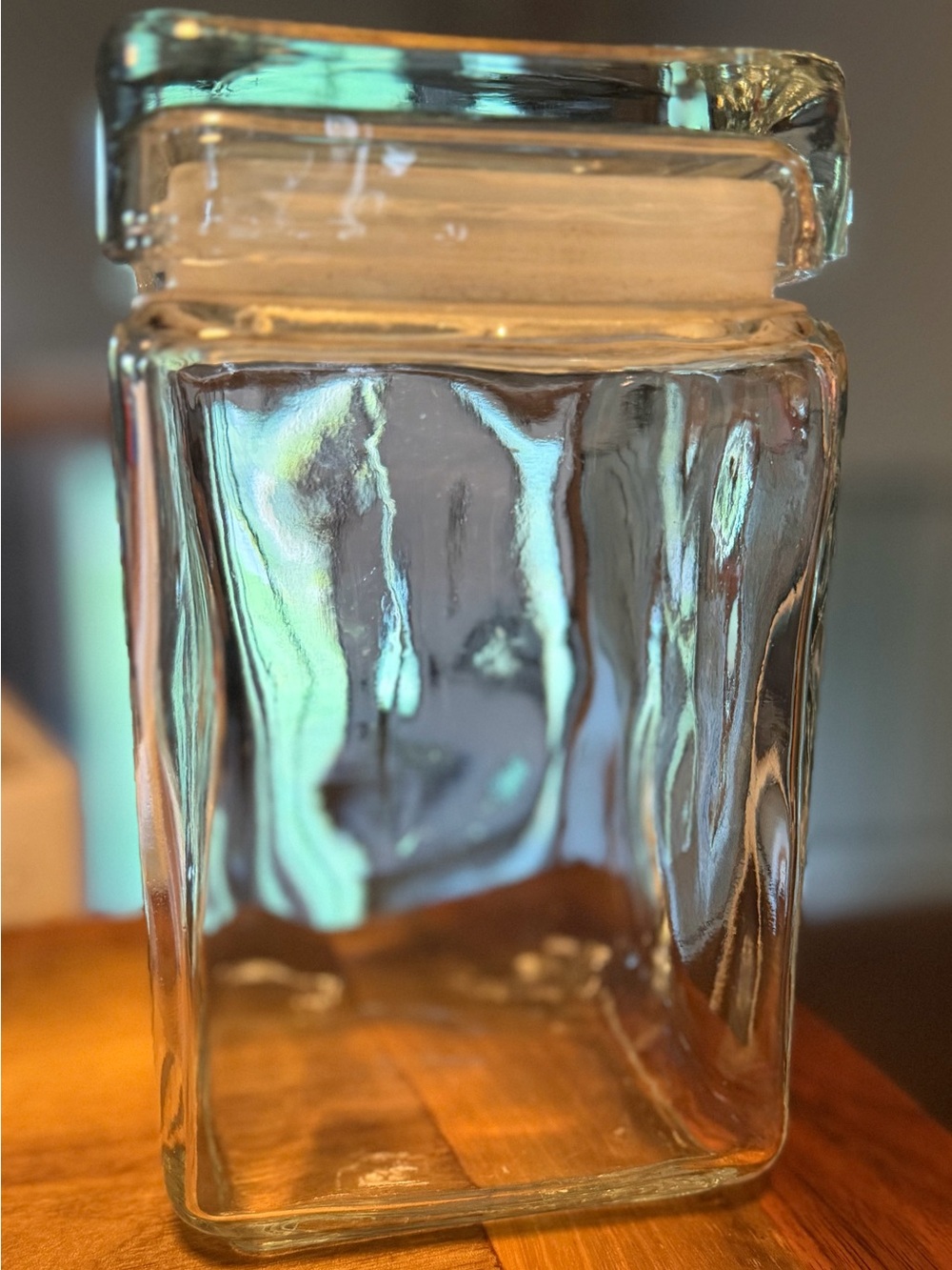 Clear Glass Square Storage Jar